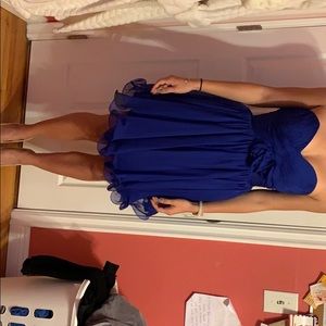 Blue strapless dress